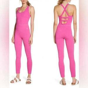 FP movement Jumpsuit Free Throw hot pink ribbed onesie good karma barbie